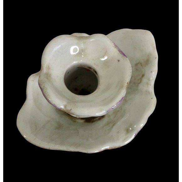 Capodimonte Style Porcelain Candlestick Portugal Angel Roses - Picture 9 of 12